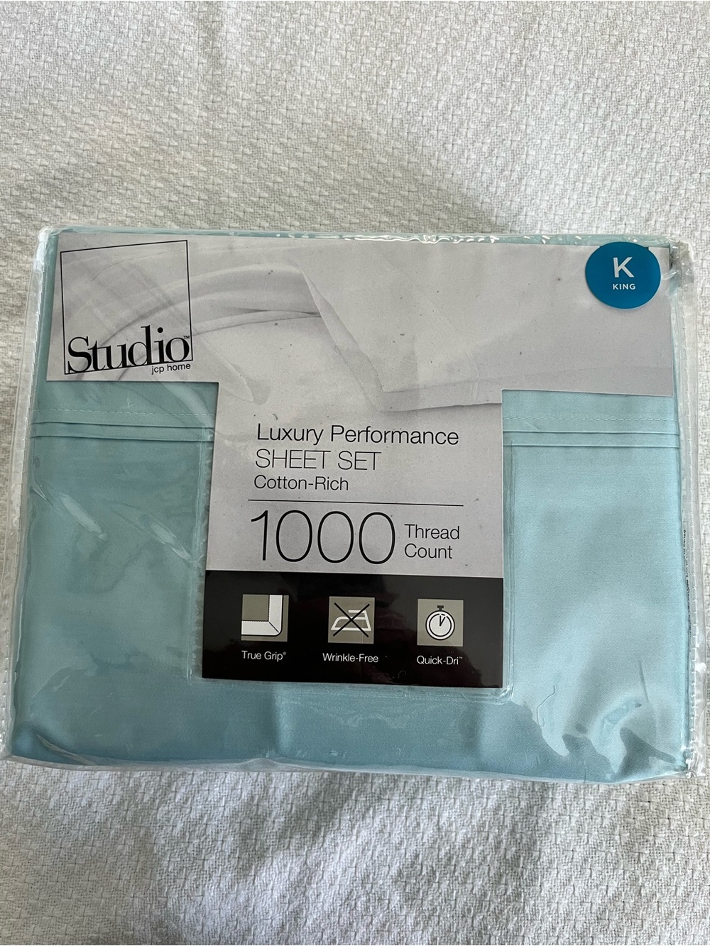 Studio JCP Home Luxury Performance King Sheet Set 1,000 Thread Count Blue NWT
